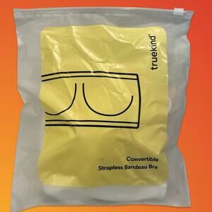 Truekind Convertible Strapless Bandeau Bra White TRU-CSB-10400-M-WHT Medium NWT